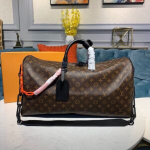 Alternative view of Louis Vuitton Keepall Bandouliere 50 Travel Bag 19.7in/ 50cm Black/ Orange Monogram Black Hardware M44471