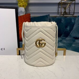 Alternative view of Gucci GG Marmont Mini Bucket Bag White Matelassé Chevron For Women 6in/13cm GG 575163 DTDRT 9022