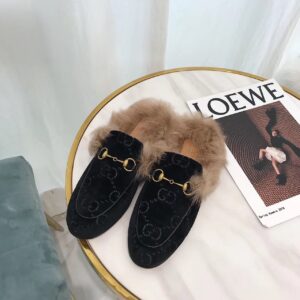 Gucci Women's Princetown Slipper Mules By Velvet Black For Women GG