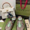 Gucci Men's GG Slipper With Horsebit Brown in Pineapple Print For Men GG Shoes ‎694249