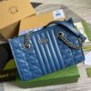 Gucci Marmont Small Matelasse Tote Bag 10.4in/ 26.5cm Blue Palladium Hardware For Women 675796 UM8BF 4340 - Image 14