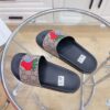 Gucci Men's GG Supreme Slides With Gucci Strawberry Black And Gray For Men 408508 G2200 - Image 7