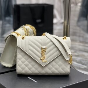 Saint Laurent Envelope Medium Chain Bag White For Women, Women's Bags 9.4in/24cm YSL