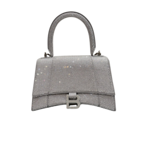 Balenciaga Hourglass With Rhinestones Small Top Handle Bag 9.4in/ 24cm Grey For Women
