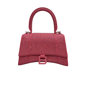 Balenciaga Hourglass With Rhinestones Small Top Handle Bag 9.4in/ 24cm Pink For Women