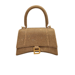 Balenciaga Hourglass With Rhinestones Small Top Handle Bag 9.4in/ 24cm Yellow For Women