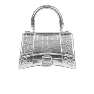 Balenciaga XS Hourglass Top Handle Bag 7.5in/ 19cm Metallic Silver Silver Hardware For Women 592833-1S4CY-8110