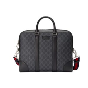 Gucci Black Briefcase GG Grey For Men 36cm / 12.2in 474135 K5RLN 1095