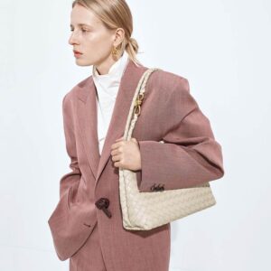 Alternative view of Bottega Veneta Andiamo Medium Top Handle Bag 12.6in/ 32cm Sea Salt Gold Hardware For Women 766016VCPP19211