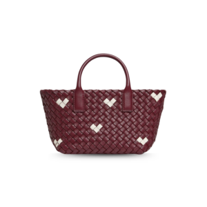 Bottega Veneta Mini Cabat Top Handle Bag 7.9in/ 20cm Barolo/ White For Women Gold Hardware 818017V52B12352