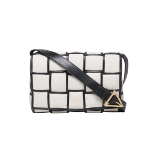 Bottega Veneta Padded Cassette Crossbody Bag 10.2in/ 26cm Beige And Black Gold Hardware For Women 710210V2AJ19811