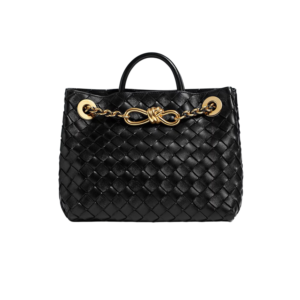 Bottega Veneta Andiamo Small Top Handle Bag 9.8in/ 25cm Black Gold Hardware For Women 786008VCPP11019