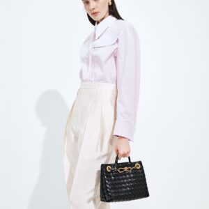 Alternative view of Bottega Veneta Andiamo Small Top Handle Bag 9.8in/ 25cm Black Gold Hardware For Women 786008VCPP11019