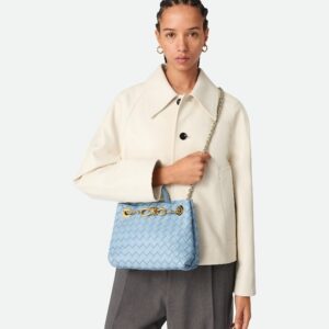 Alternative view of Bottega Veneta Andiamo Small Top Handle Bag 9.8in/ 25cm Blue Gold Hardware For Women 786008VCPP11728