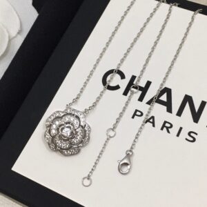 Alternative view of Chanel Bouton De Camélia Necklace Silver Tone For Women J12071, 3599591939884