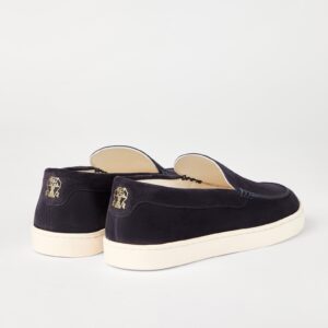 Alternative view of Brunello Cucinelli Chevron Effect Suede Hazelnut Loafers For Men - 252MZUHVSN335