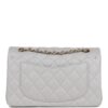 Chanel Small Classic Double Flap Crossbody Bag 9.1in/ 23cm Grey Gold Hardware For Women - Image 3