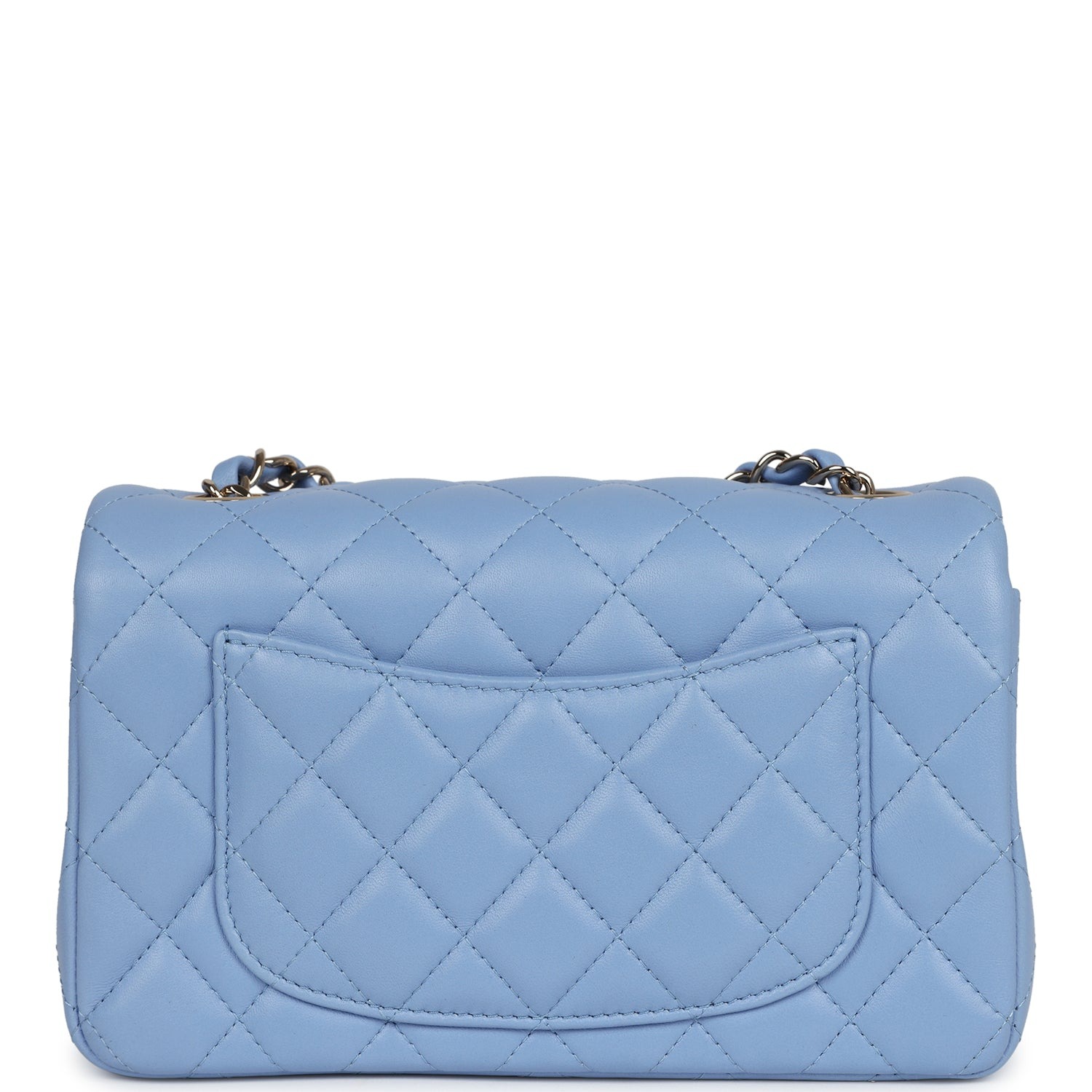 Chanel Flap Bag Mini Crossbody 7.5in/ 19cm Light Blue Gold Hardware For Women