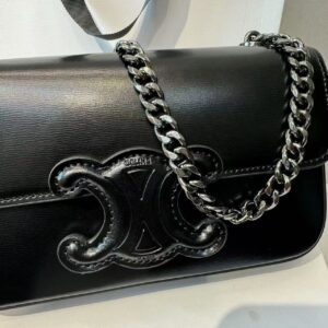 Alternative view of Celine Chain Shoulder Bag Triomphe Black For Women 8in/20.5cm 197993EQJ.38NN