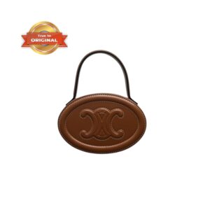 Celine Oval Minaudiere Cuir Triomphe Brown For Women 6in/11.5cm - 198613DU6.04LU