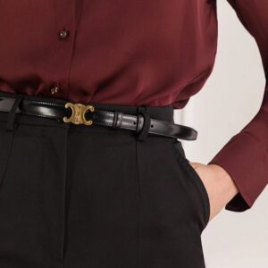 Alternative view of Celine Triomphe Buckle And Reversible Strap Belt 25mm Black/ Tan For Women 45BND6ATZ.35OR