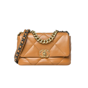 Chanel 19 Flap Bag Small Crossbody 10.2in/ 26cm Brown Gold Hardware For Women AS1160
