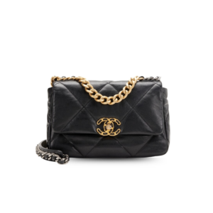 Chanel 19 Flap Bag Small Crossbody 10.2in/ 26cm Black Gold Hardware For Women AS1160