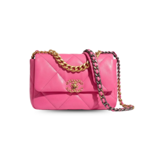 Chanel 19 Flap Bag Small Crossbody 10.2in/ 26cm Pink Gold Hardware For Women AS1160