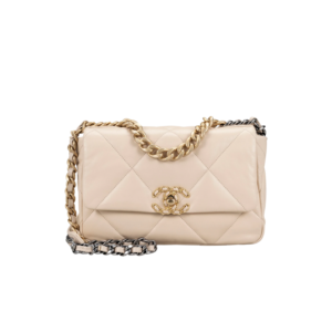 Chanel 19 Flap Bag Small Crossbody 10.2in/ 26cm Beige For Women