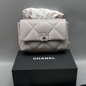 Alternative view of Chanel 19 Flap Bag Small Crossbody 10.2in/ 26cm Grey Gold Silver Hardware For Women