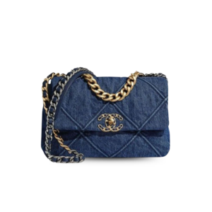 Chanel 19 Flap Bag Small Crossbody 10.2in/ 26cm Denim Blue Silver/ Gold Hardware For Women AS1160 B02876 N6832