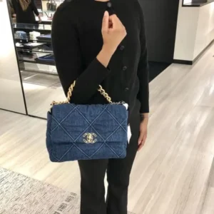 Alternative view of Chanel 19 Flap Bag Small Crossbody 10.2in/ 26cm Denim Blue Silver/ Gold Hardware For Women AS1160 B02876 N6832
