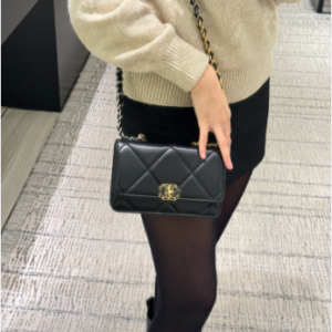 Alternative view of Chanel 19 Wallet On Chain Crossbody Bag 7.5in/ 19cm Black Gold Hardware For Women AP3267 B04852 94305