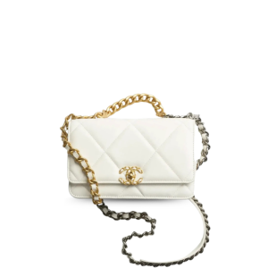 Chanel 19 Wallet On Chain Crossbody Bag 7.5in/ 19cm White Gold Hardware For Women AP3267 B04852 10601