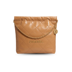 Chanel 22 Crossbody Bag 14.2in/ 36cm Shiny Camel Gold Hardware For Women
