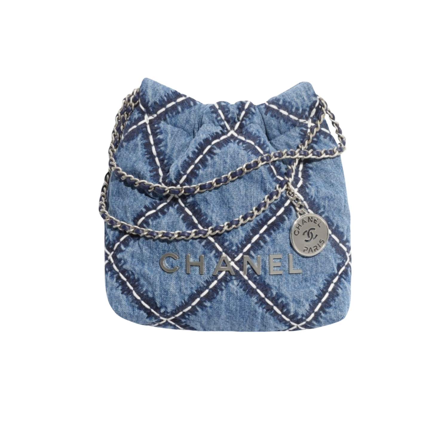 Chanel 22 Mini Crossbody Bag 7.8in/ 20cm Blue Silver Hardware For Women AS3980 B15833 NW287