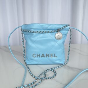 Alternative view of Chanel 22 Mini Shoulder Bag 7.9in/ 20cm Blue Gold Hardware For Women AS3980