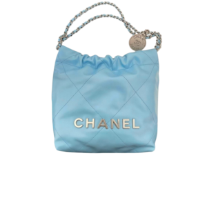 Chanel 22 Mini Shoulder Bag 7.9in/ 20cm Blue Gold Hardware For Women AS3980