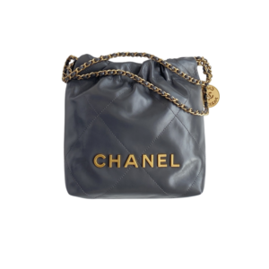 Chanel 22 Mini Shoulder Bag 7.9in/ 20cm Grey Gold Hardware For Women