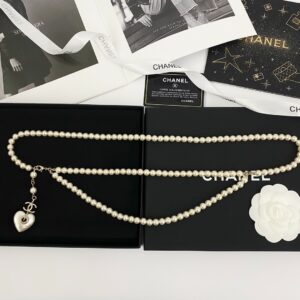 Alternative view of Chanel 24 Milky White Heart Shaped Pearl Waist Necklace For Women