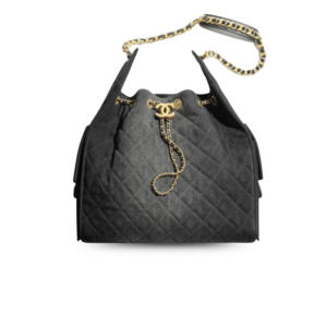Chanel 25 Medium Shoulder Bag 11.8in/ 30cm Black Denim Gold Hardware For Women AS5311 B20520 U0725