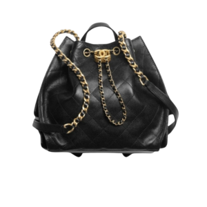 Chanel 25 Small Backpack 9.1in/ 23cm Black Gold Hardware For Women AS5600 B20304 94305