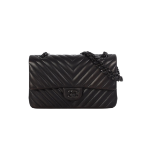 Chanel Chevron Classic Crossbody Bag 10.2in/ 26cm Black For Women
