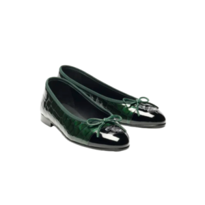 Chanel Ballet Flats Dark Green/ Black For Women G02819-B24977-UC345