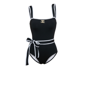 Chanel Belted Interlocking CC One-Piece Swimsuit Black For Women
