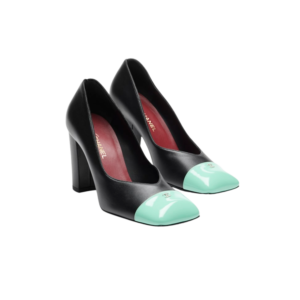 Chanel Block Heel Pumps Black/ Green For Women G47203-B24273-U9755