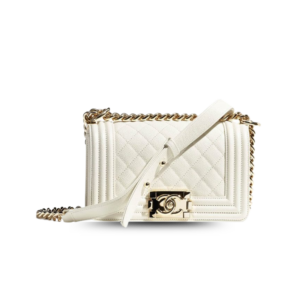 Chanel Boy Flap Small Crossbody Bag 7.9in/ 20cm White Gold Hardware For Women