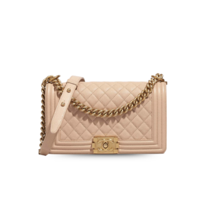 Chanel Boy Medium Crossbody Bag 9.8in/ 25cm Yellowish/ Brown Gold Hardware For Women