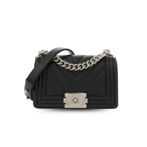Chanel Boy Mini Crossbody Bag 7.9in/ 20cm Black Silver Hardware For Women