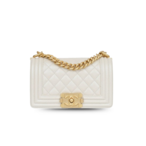 Chanel Boy Small Crossbody Bag 7.8in/ 20cm Ivory Gold Hardware For Women A67085